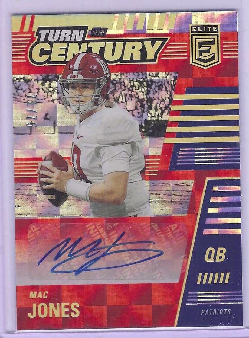 MAC JONES 2021 DONRUSS ELITE TURN OF THE CENTURY RED ROOKIE AUTO RC #D 71/75