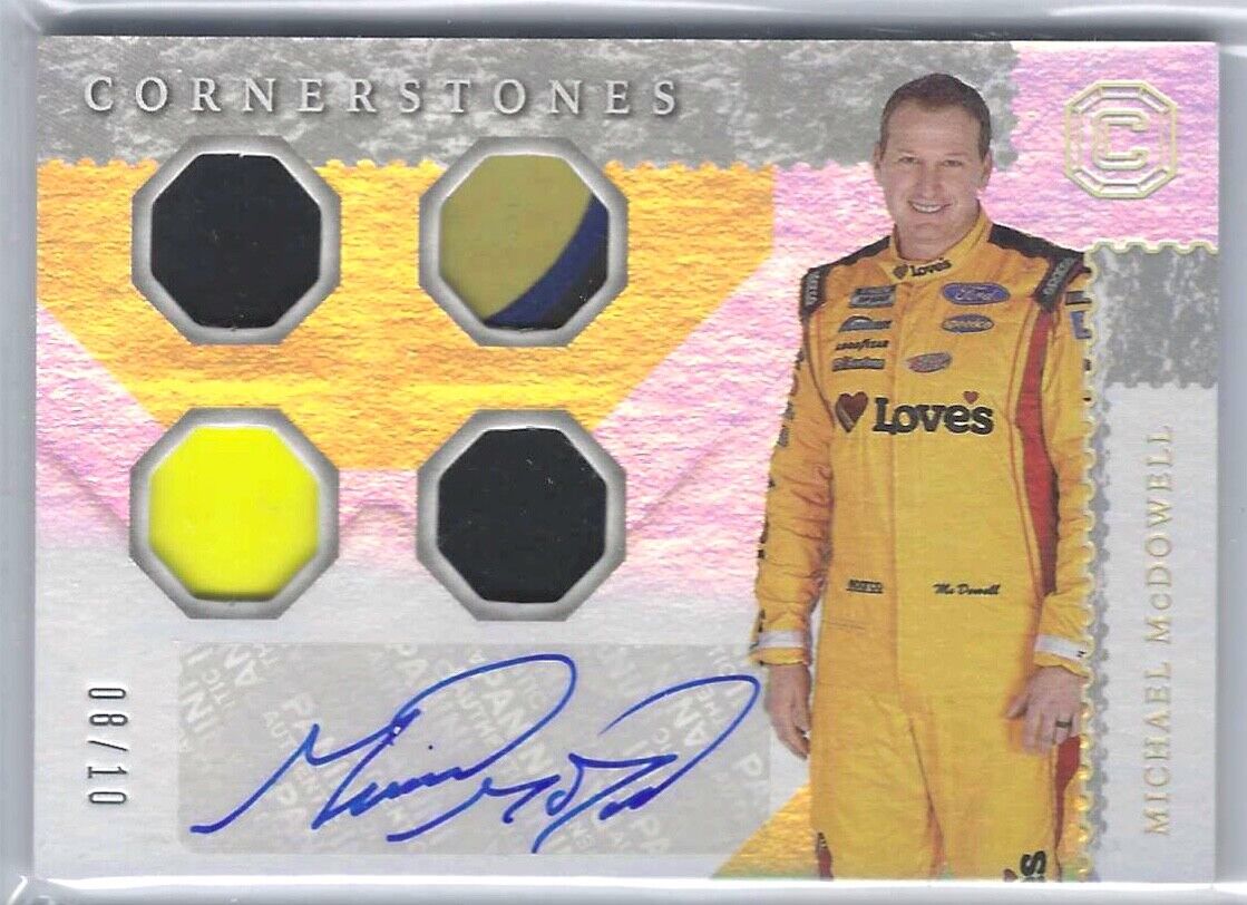MICHAEL MCDOWELL 2021 PANINI CHRONICLES CORNERSTONES QUAD PATCH AUTO #D 8/10