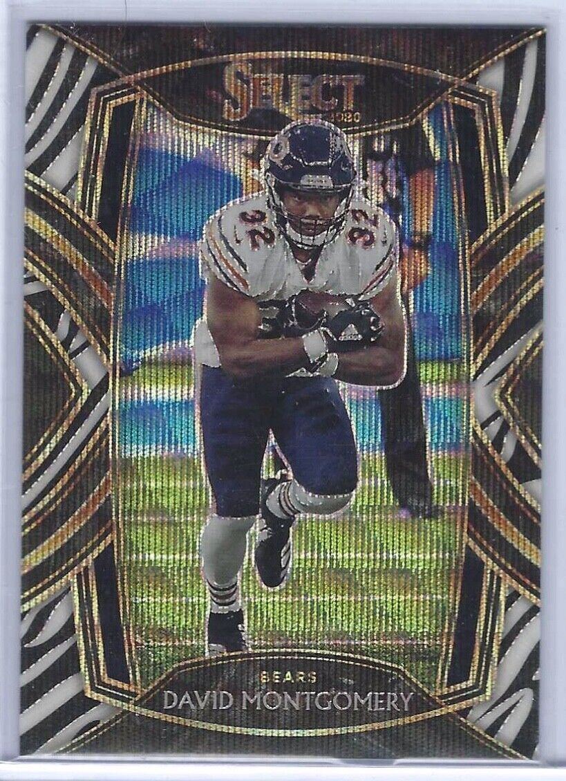 DAVID MONTGOMERY 2020 PANINI SELECT CLUB LEVEL ZEBRA PRIZM SSP #214