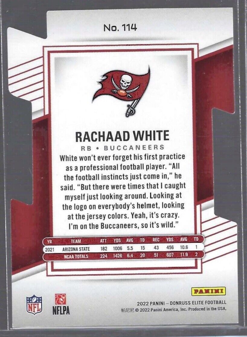 RACHAAD WHITE 2022 PANINI DONRUSS ELITE GOLD ASPIRATIONS DIE CUT RC #D 04/24