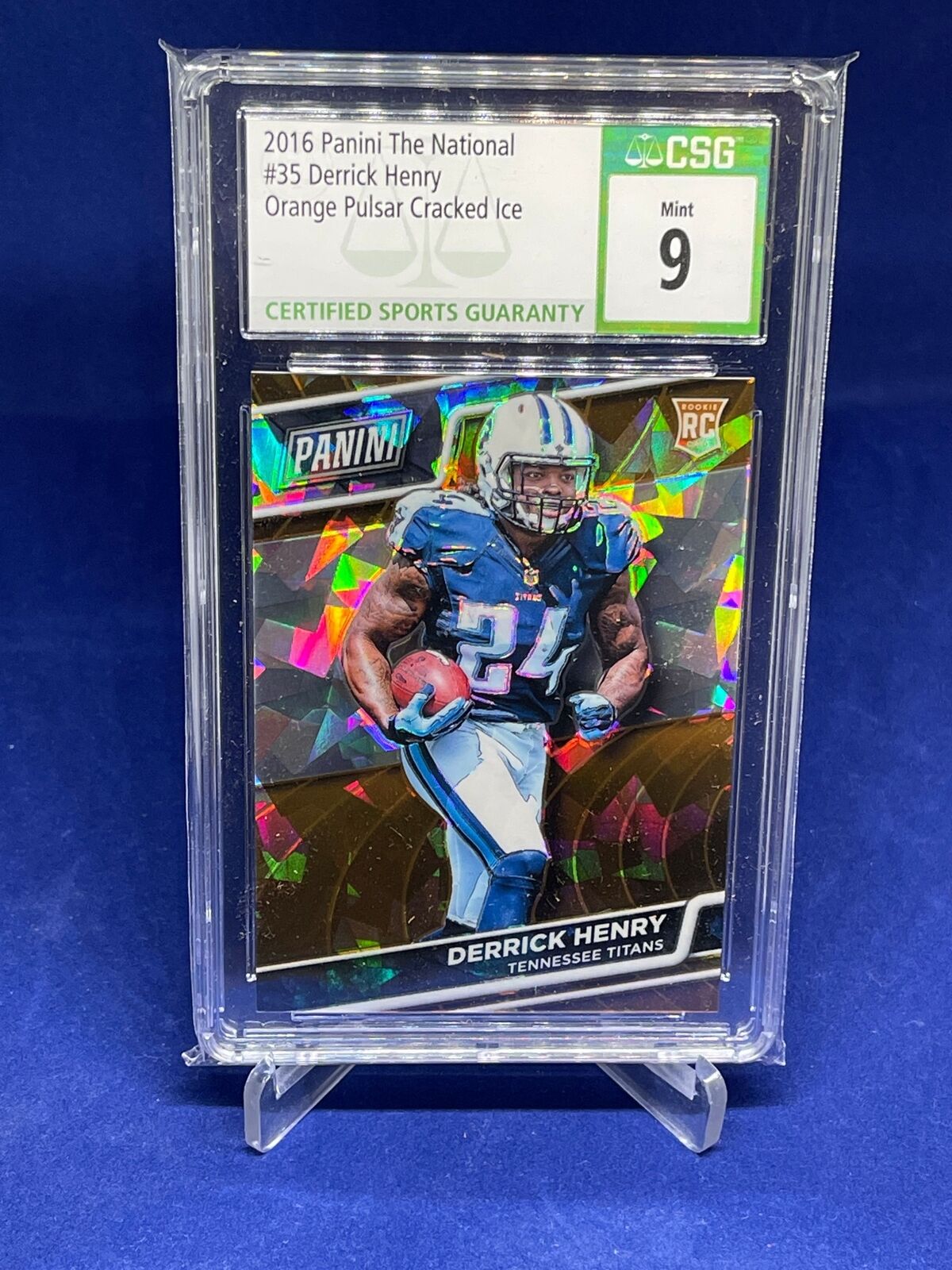 DERRICK HENRY 2016 PANINI THE NATIONAL ORANGE ICE PRIZM RC #D 9/25 CSG 9 MINT