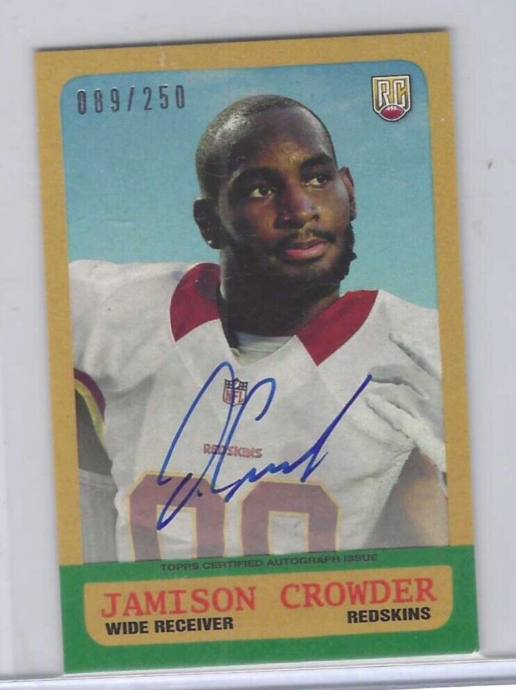 JAMISON CROWDER 2015 TOPPS THROWBACK MINI ON CARD ROOKIE AUTO RC #D /250