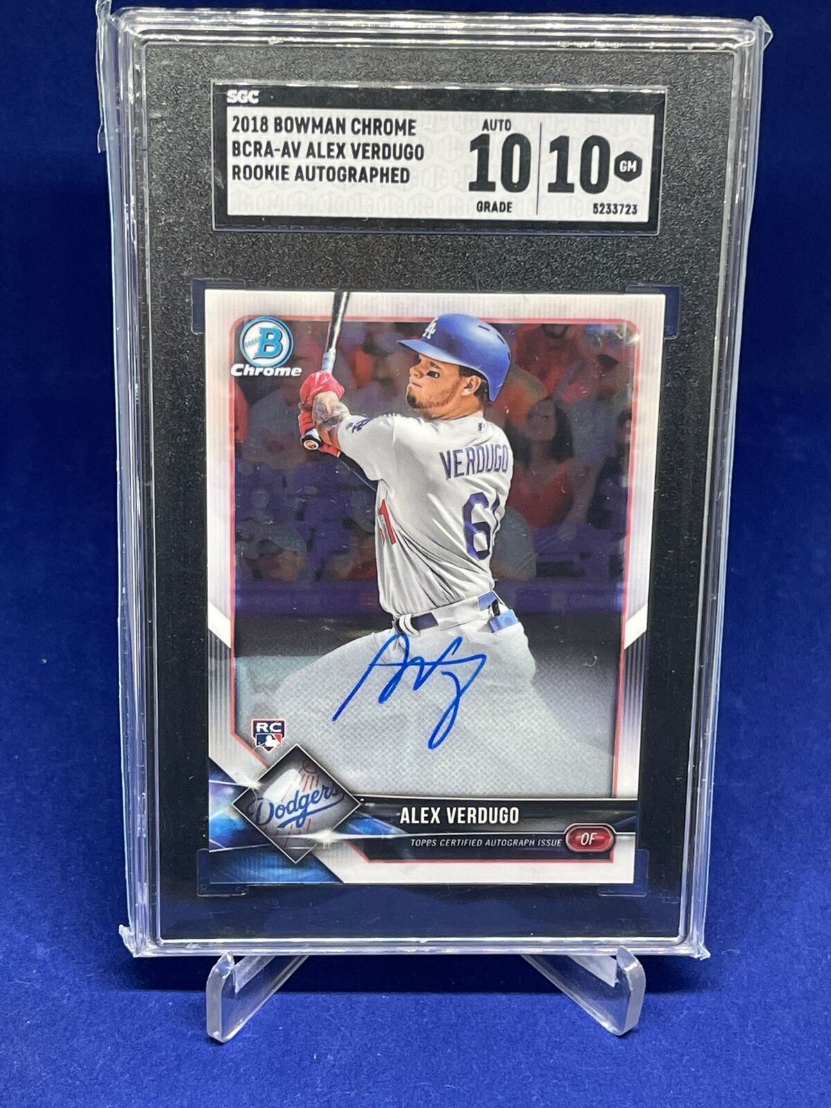 ALEX VERDUGO 2018 BOWMAN CHROME AUTO ROOKIE RC SGC 10 10 AU