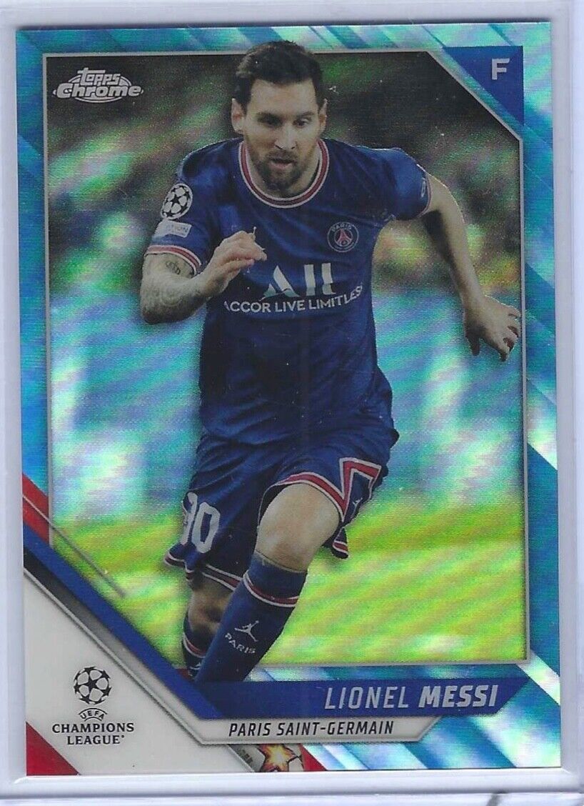 LIONEL MESSI 2021-22 TOPPS CHROME UEFA BLUE REFRACTOR #D 139/150