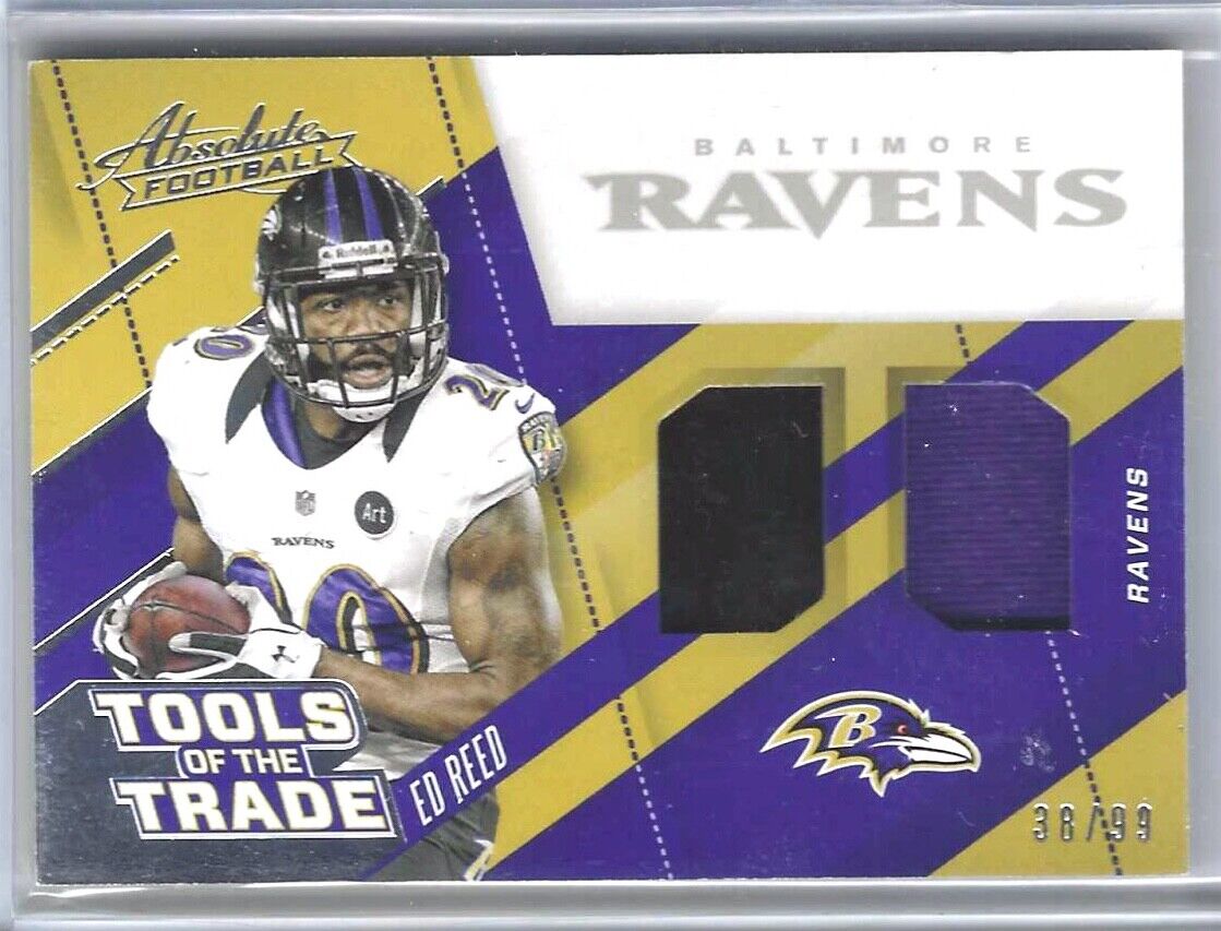 ED REED 2017 PANINI ABSOLUTE FOOTBALL TOOLS OF THE TRADE DUAL PATCH #D 38/99