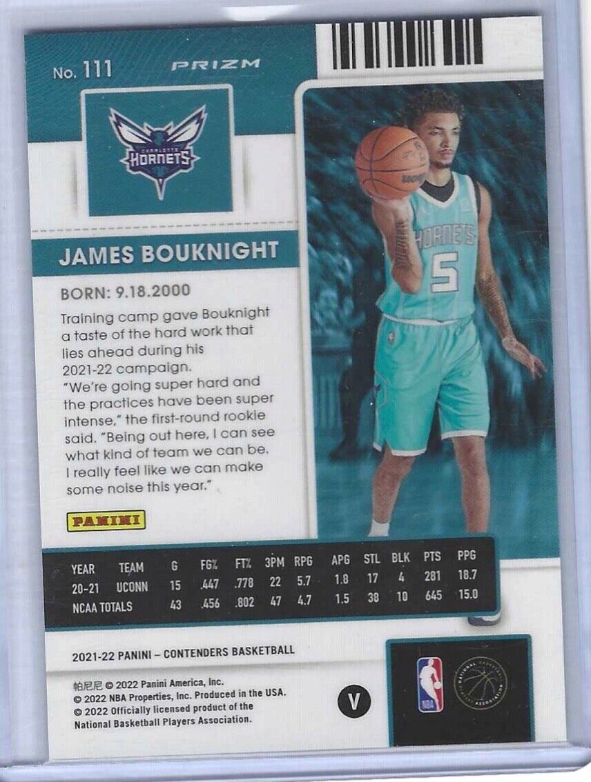 JAMES BOUKNIGHT 2021-22 PANINI CONTENDERS SILVER PRIZM VARIATION ROOKIE RC #111
