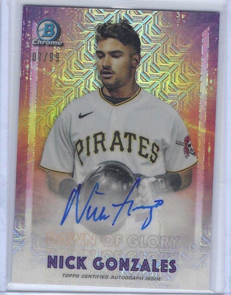 NICK GONZALES 2021 BOWMAN CHROME DAWN OF GLORY SILVER MEGA BOX AUTO #D 07/99