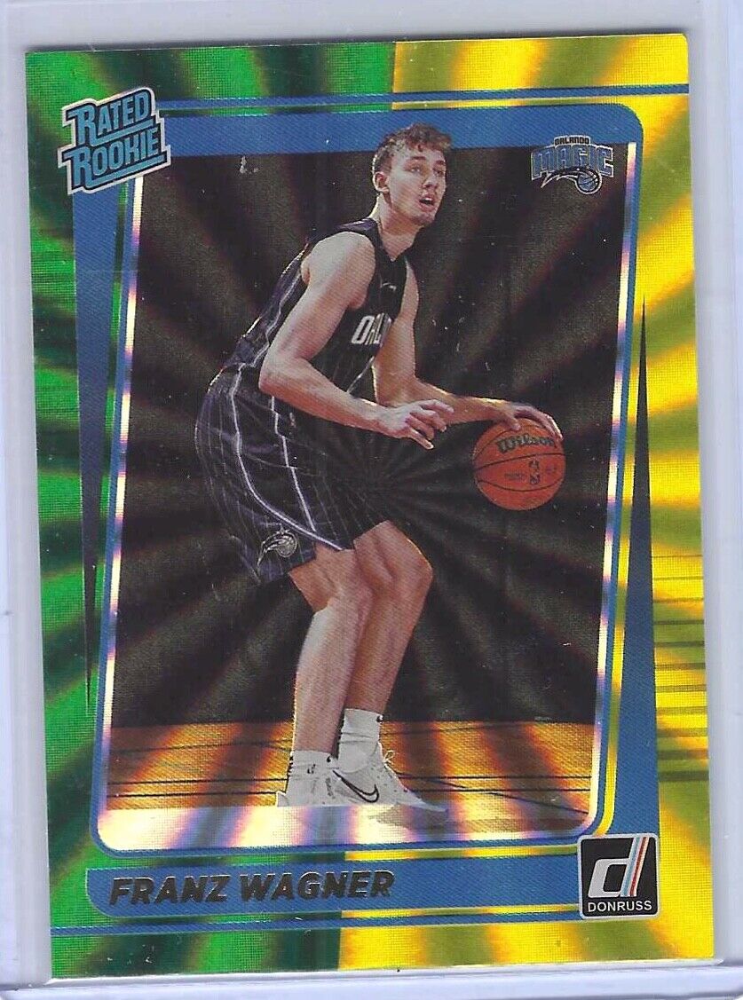 FRANZ WAGNER 2021-22 PANINI DONRUSS GREEN AND YELLOW LASER RATED ROOKIE RC #235