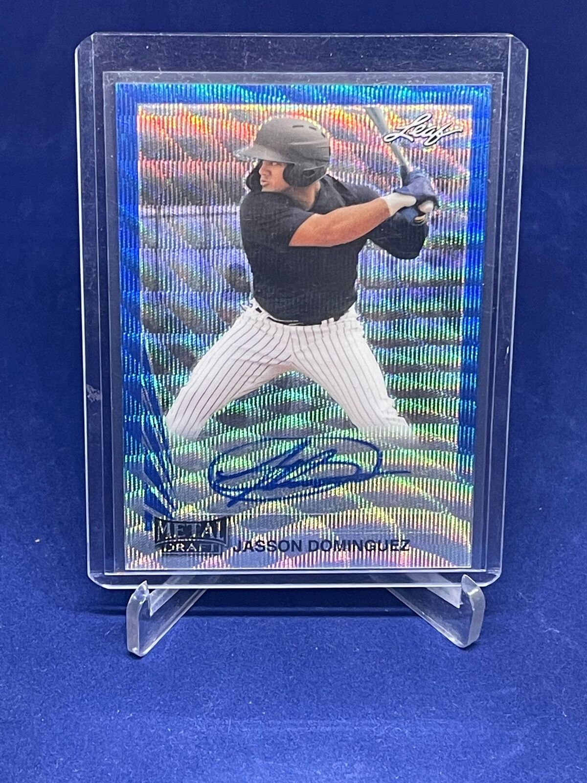 JASSON DOMINGUEZ 2020 LEAF METAL DRAFT BLUE WAVE AUTO PROSPECT #D 9/20