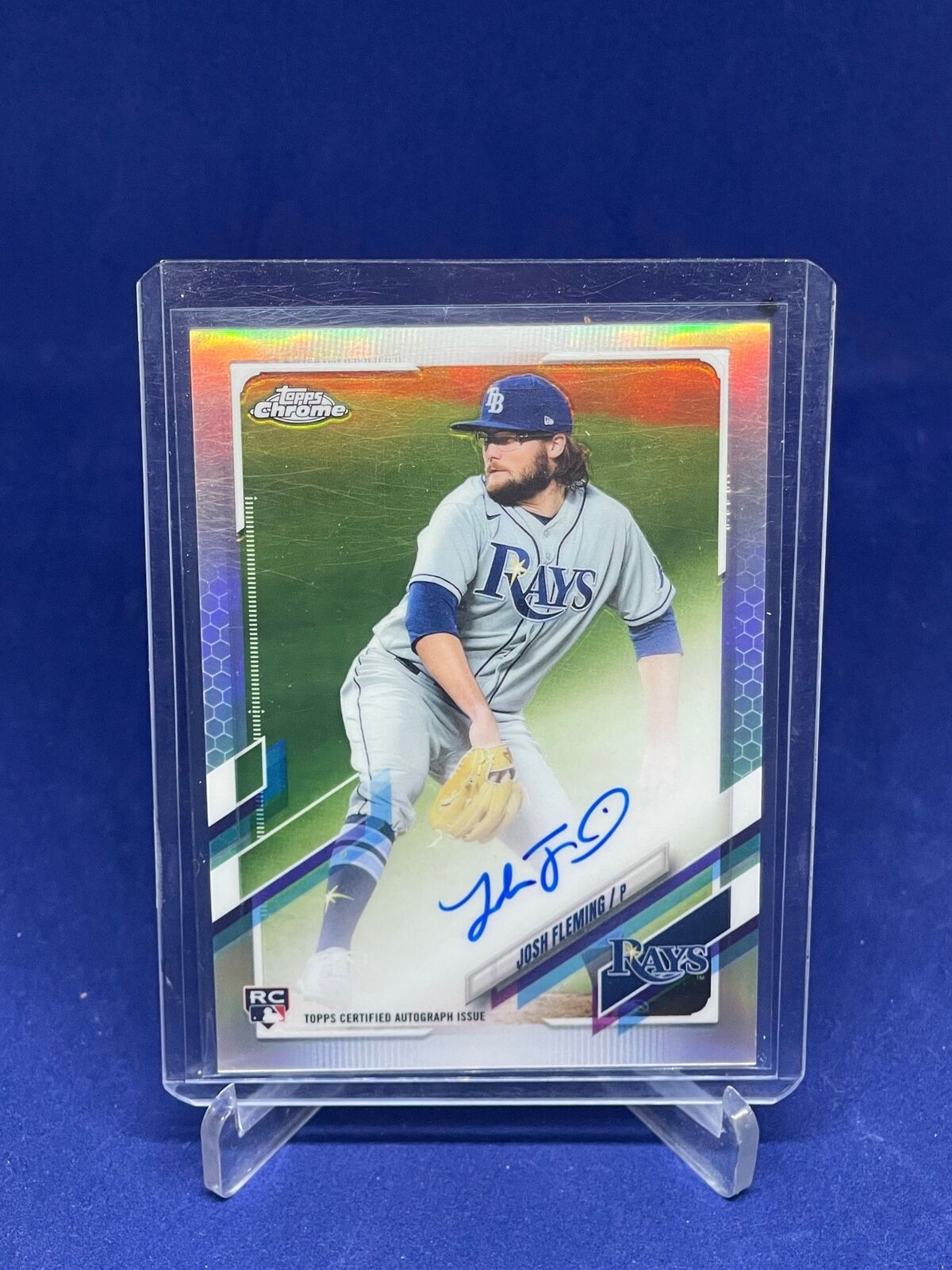 JOSH FLEMING 2021 TOPPS CHROME REFRACTOR ON CARD AUTO ROOKIE RC #D 145/499