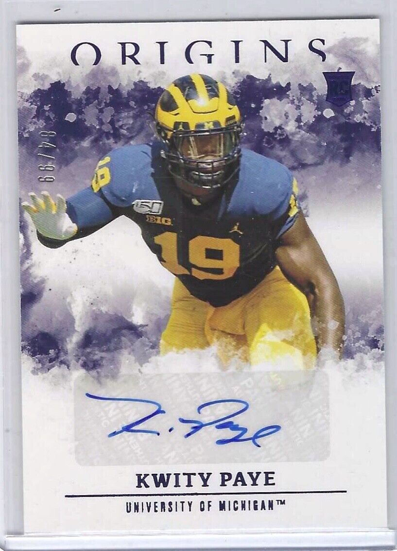 KWITY PAYE 2020 PANINI CHRONICLES BLUE ORIGINS ROOKIE AUTO RC #D 84/99