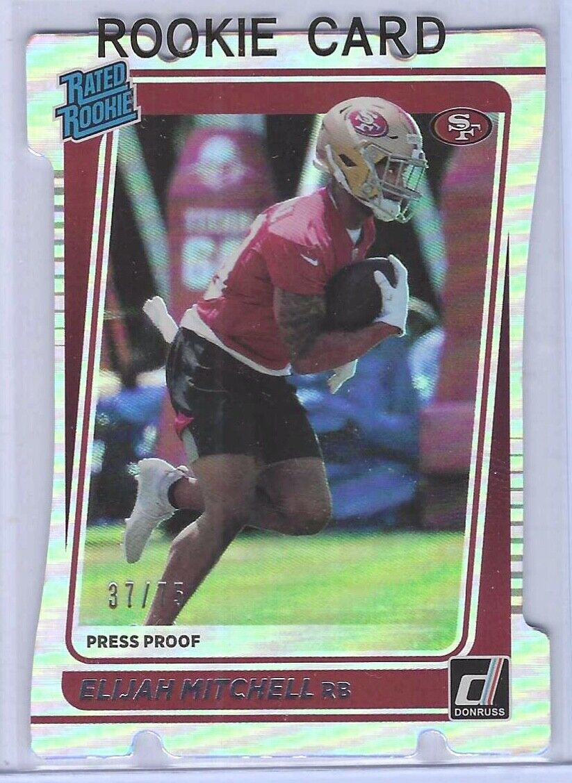 ELIJAH MITCHELL 2021 DONRUSS SILVER PRESS PROOF DIE CUT RATED ROOKIE RC #D 37/75