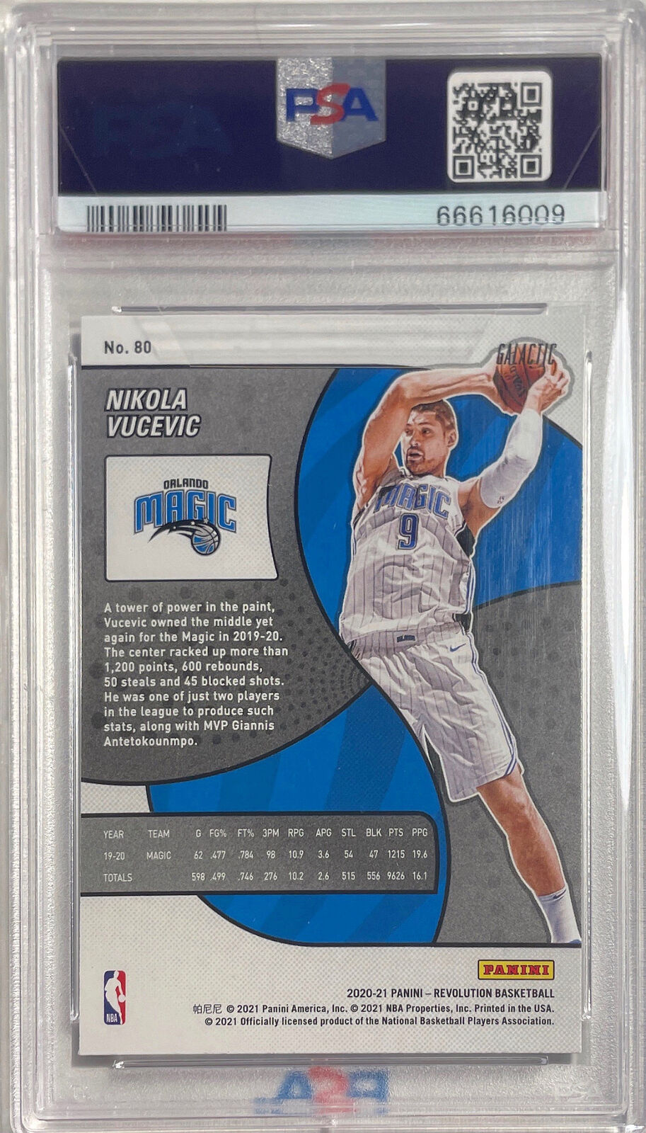 NIKOLA VUCEVIC 2020-21 PANINI REVOLUTION GALACTIC SSP #80 PSA 9 MINT POP 1/1