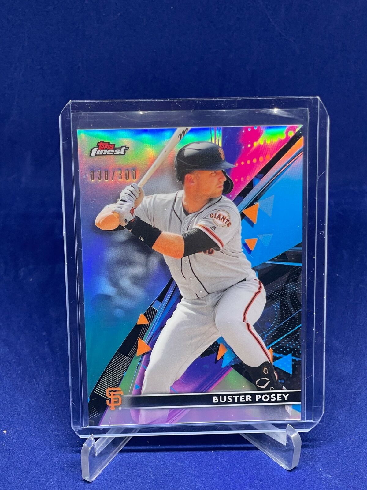 BUSTER POSEY 2021 TOPPS FINEST BLUE REFRACTOR #D 38/300