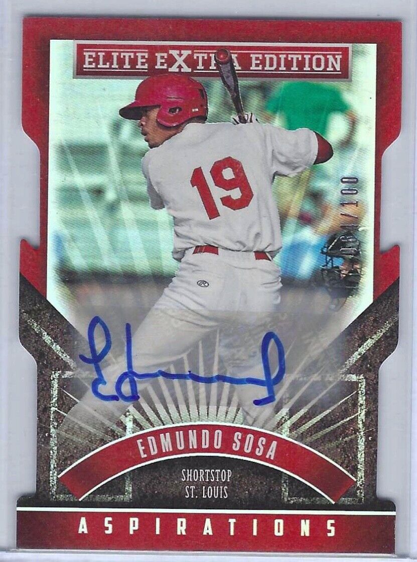 EDMUNDO SOSA 2015 PANINI ELITE EXTRA EDITION RED DIE CUT AUTO #D 064/100
