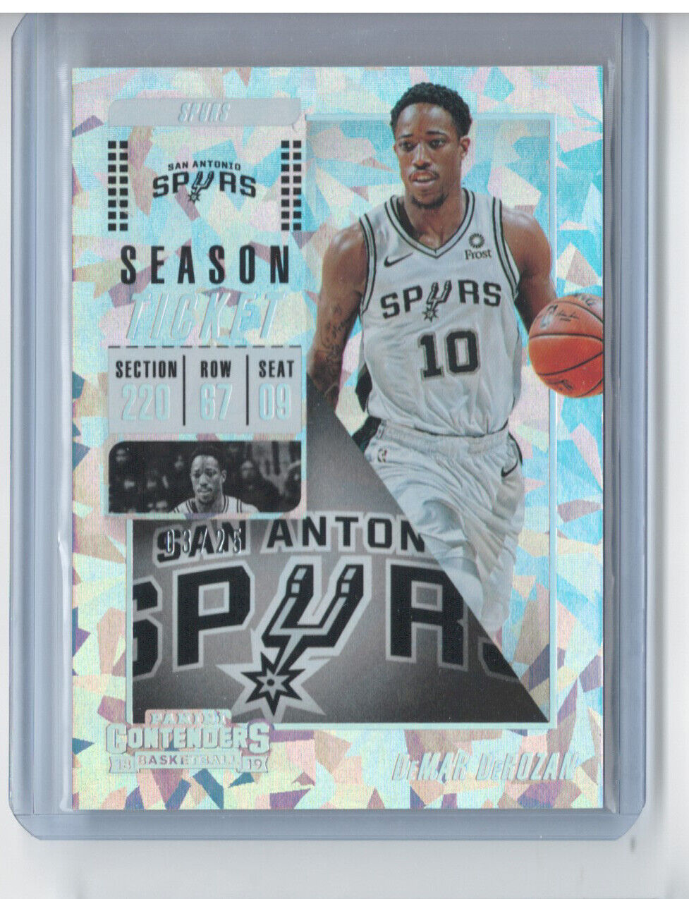 DEMAR DEROZAN 2018-19 PANINI CONTENDERS SEASON TICKET CRACKED ICE #D 3/25