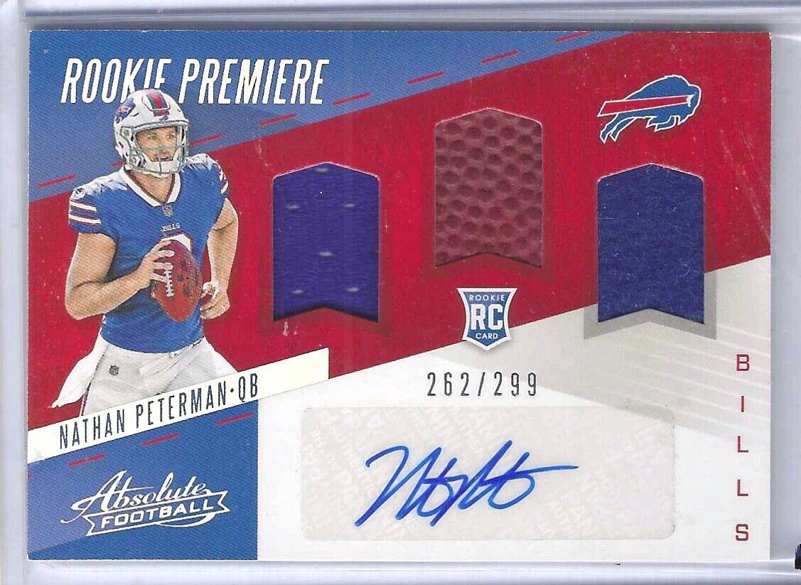 NATHAN PETERMAN 2017 PANINI ABSOLUTE ROOKIE TRIPLE PATCH AUTO RC #D /299