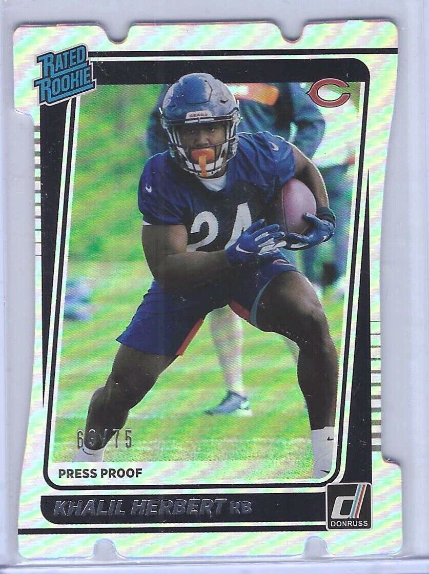 KHALIL HERBERT 2021 DONRUSS SILVER PRESS PROOF FOIL DIE CUT RATED ROOKIE RC /75