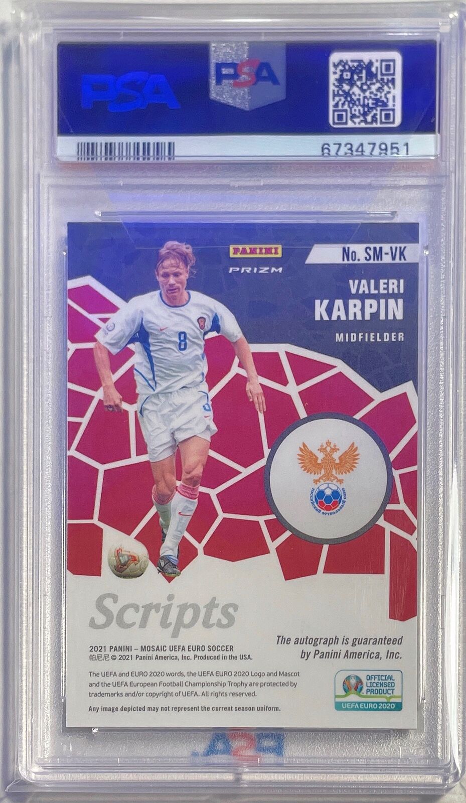 VALERI KARPIN 2020-21 MOSAIC UEFA EURO CIRCLES SCRIPTS AUTO PSA 10 GEM POP 1/1