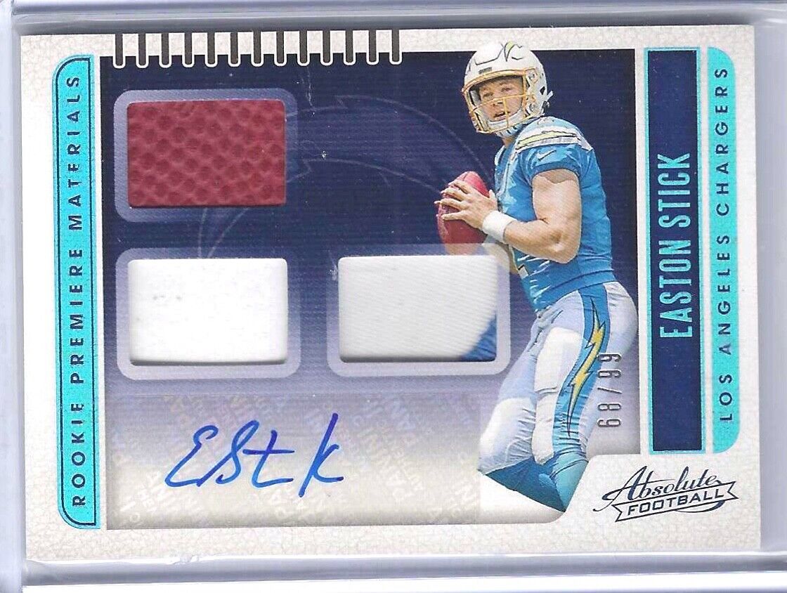 EASTON STICK 2019 PANINI ABSOLUTE ROOKIE TRIPLE PATCH AUTO RC #D 68/99