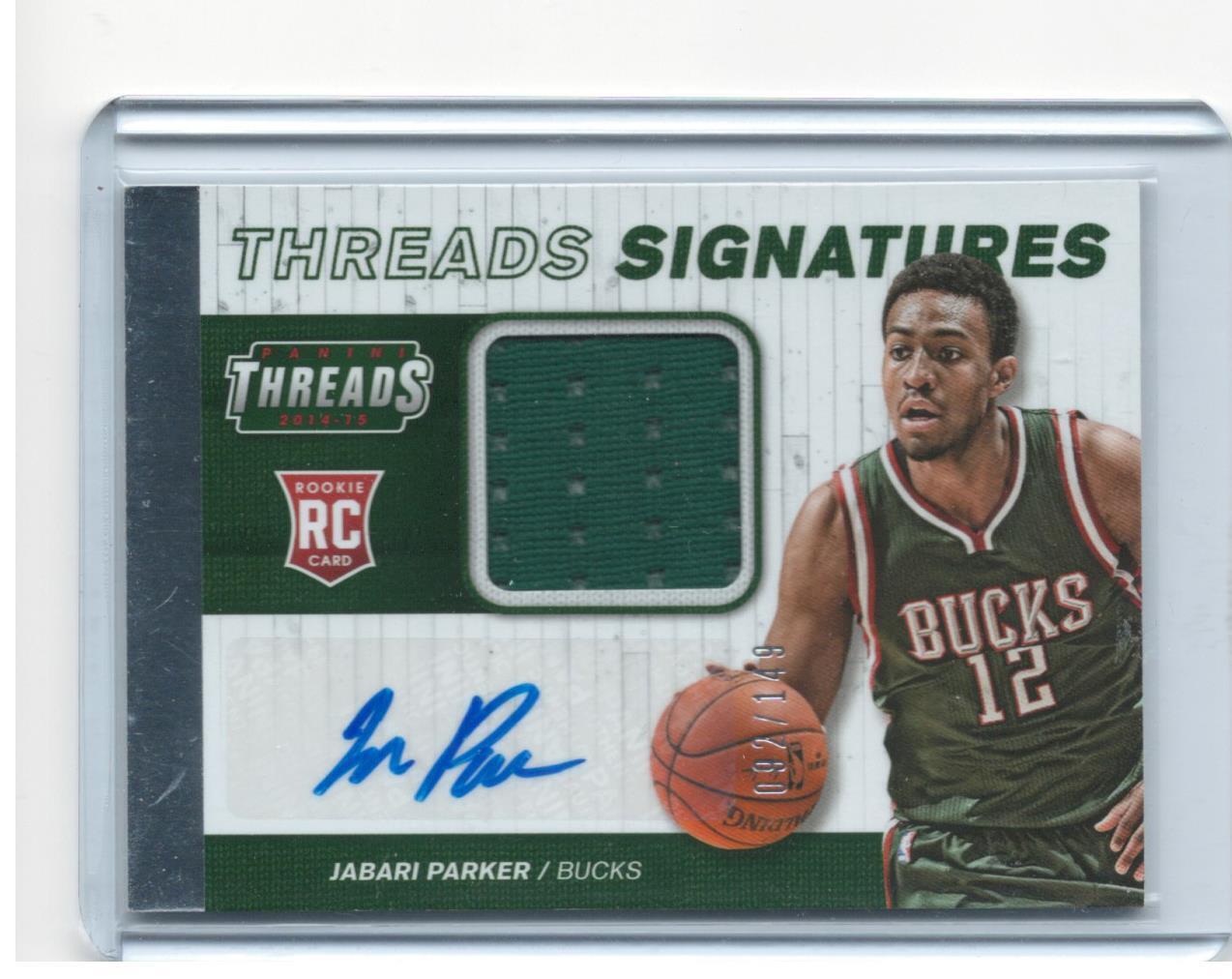 JABARI PARKER 2014-15 PANINI THREADS SIGNATURES JERSEY AUTO RC #D 92/149
