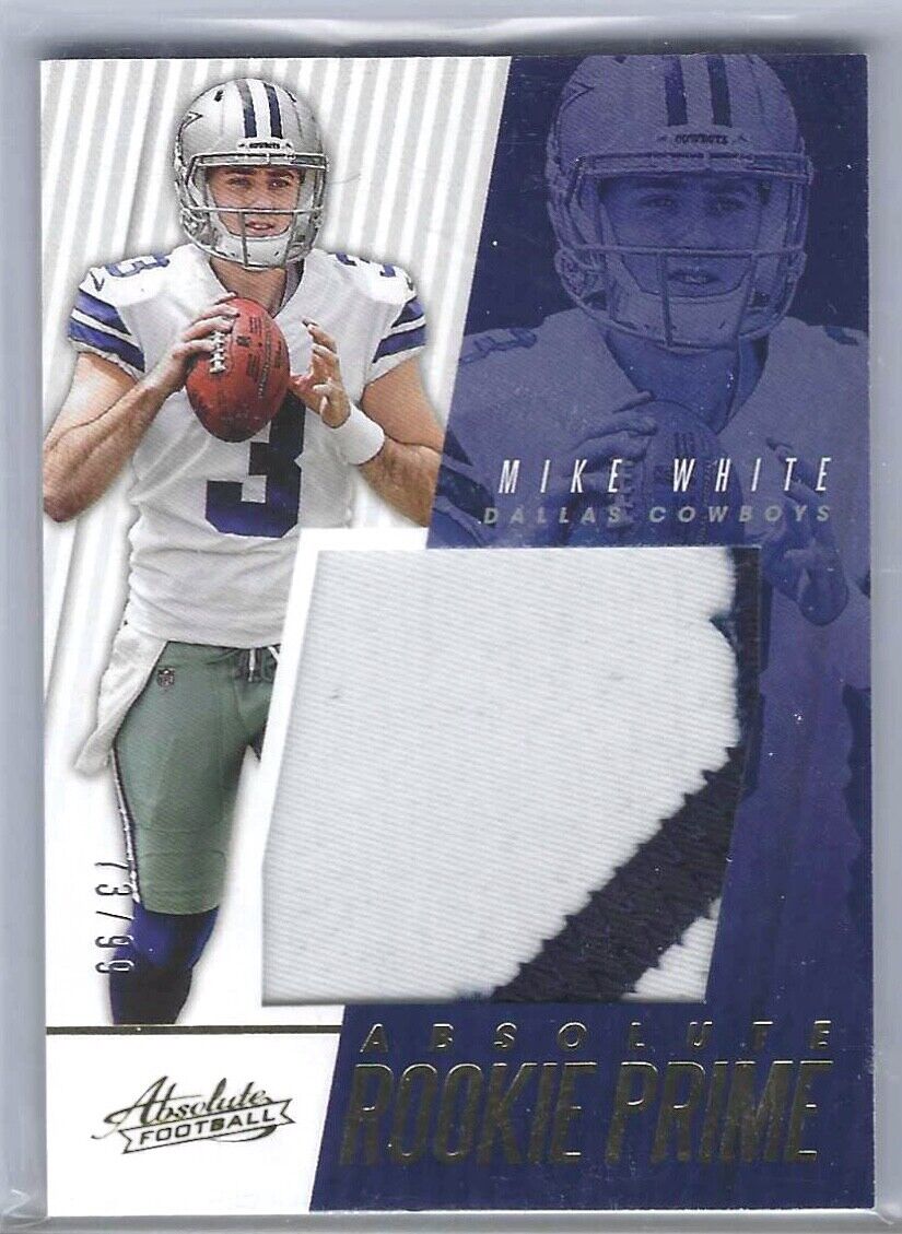 MIKE WHITE 2018 PANINI ABSOLUTE FOOTBALL ROOKIE PRIME JUMBO PATCH RC #D 73/99