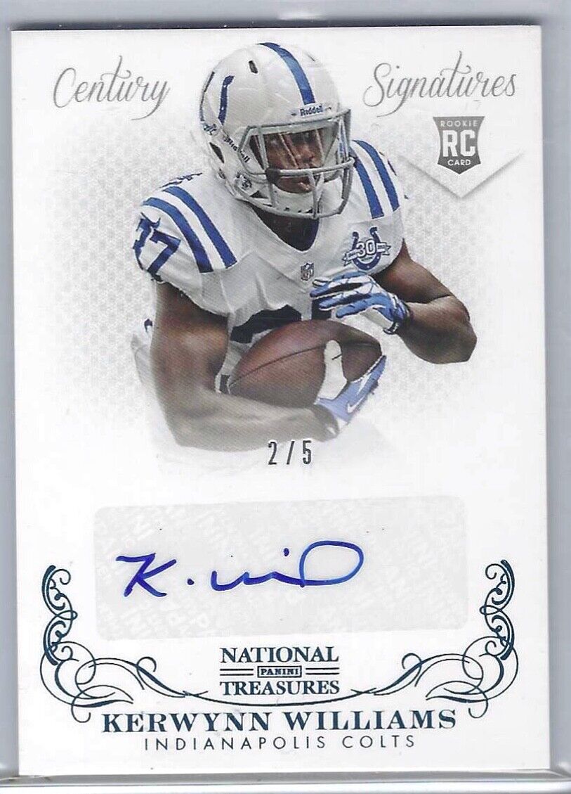 KERWYNN WILLIAMS 2013 PANINI NATIONAL TREASURES CENTURY ROOKIE AUTO RC #D 2/5