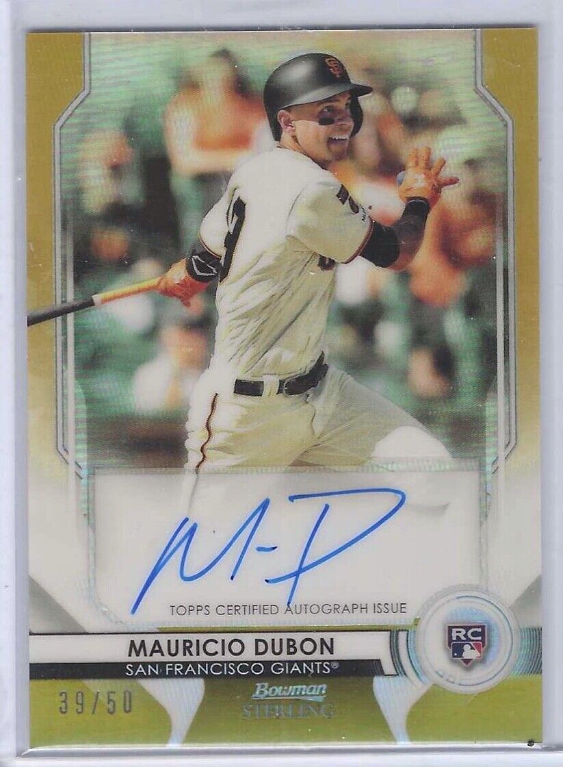 MAURICIO DUBON 2020 BOWMAN STERLING GOLD REFRACTOR ROOKIE AUTO RC #D 39/50