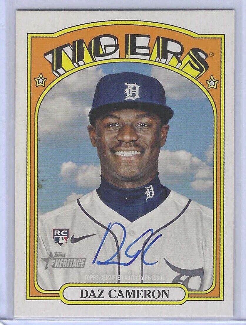 DAZ CAMERON 2021 TOPPS HERITAGE REAL ONE ON CARD ROOKIE AUTO RC #ROA-DC