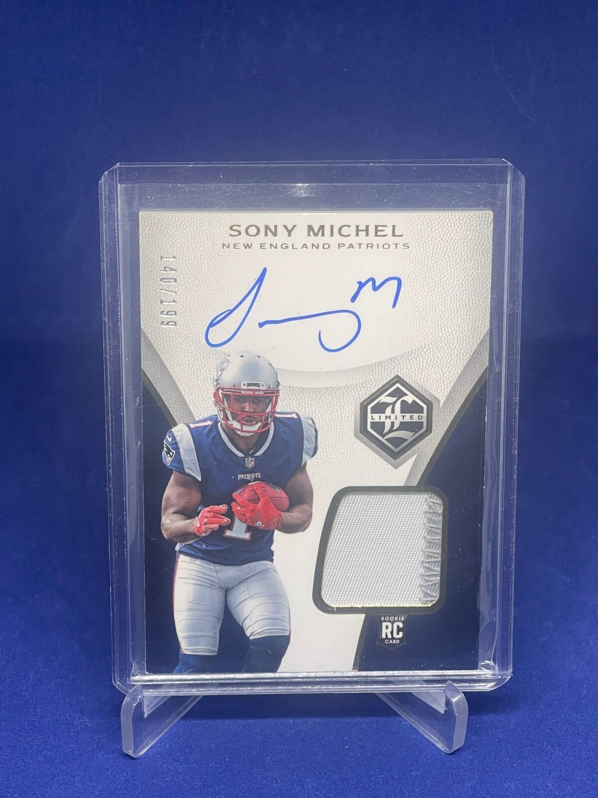 SONY MICHEL 2018 PANINI LIMITED RPA PATCH ON CARD AUTO ROOKIE RC #D 140/199
