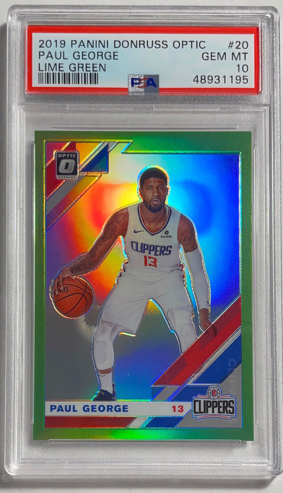 PAUL GEORGE 2019 DONRUSS OPTIC LIME GREEN HOLO PRIZM #D /149 PSA 10 GEM POP 3