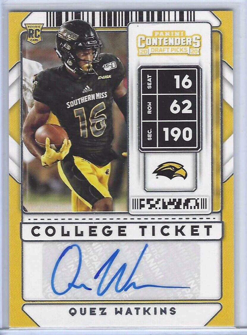 QUEZ WATKINS 2020 PANINI CONTENDERS DRAFT PICKS COLLEGE TICKET AUTO RC #312