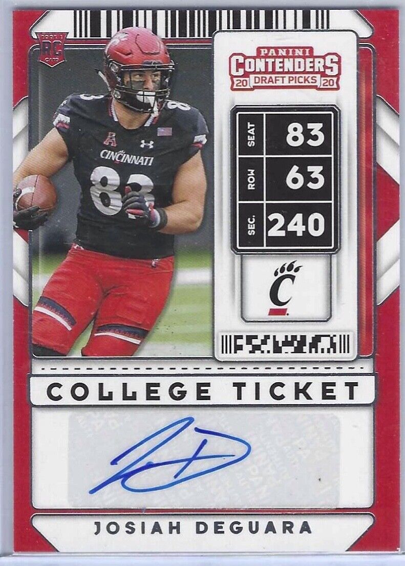 JOSIAH DEGURA 2020 PANINI CONTENDERS DRAFT PICKS COLLEGE TICKET AUTO RC #204