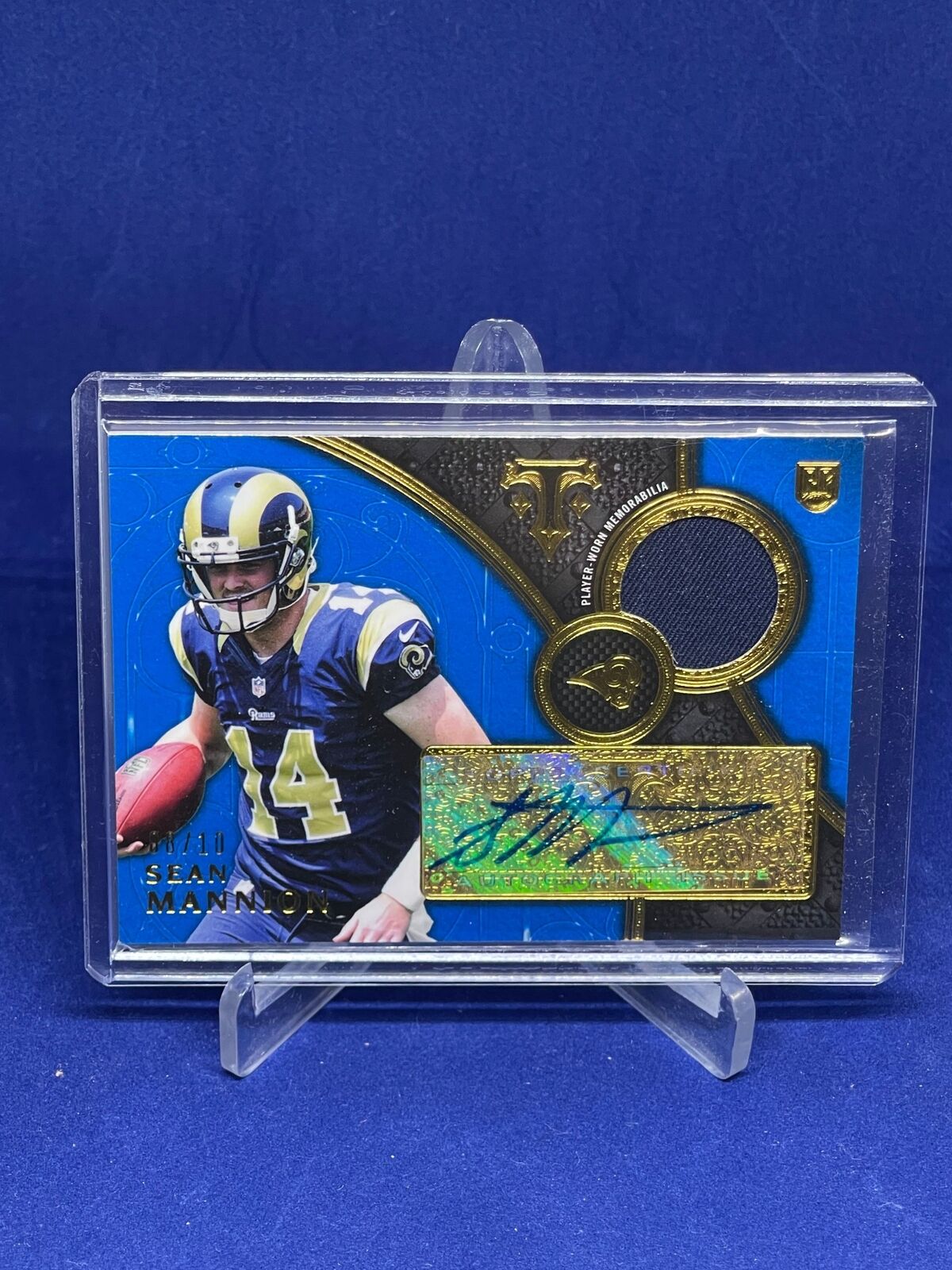 SEAN MANNION 2015 TOPPS TRIPLE THREADS JERSEY AUTO BLUE ROOKIE RC #D 8/10