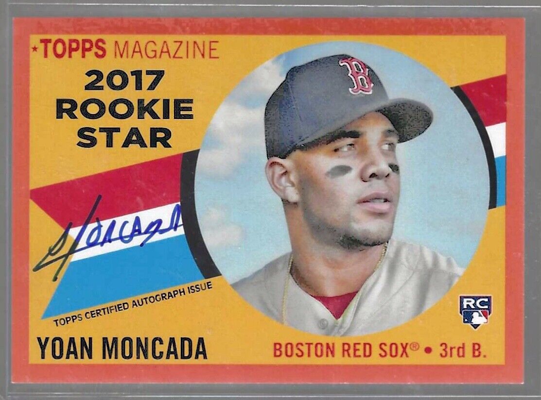 YOAN MONCADA 2017 TOPPS ARCHIVES RED ROOKIE STAR ON CARD AUTO RC #D 12/25