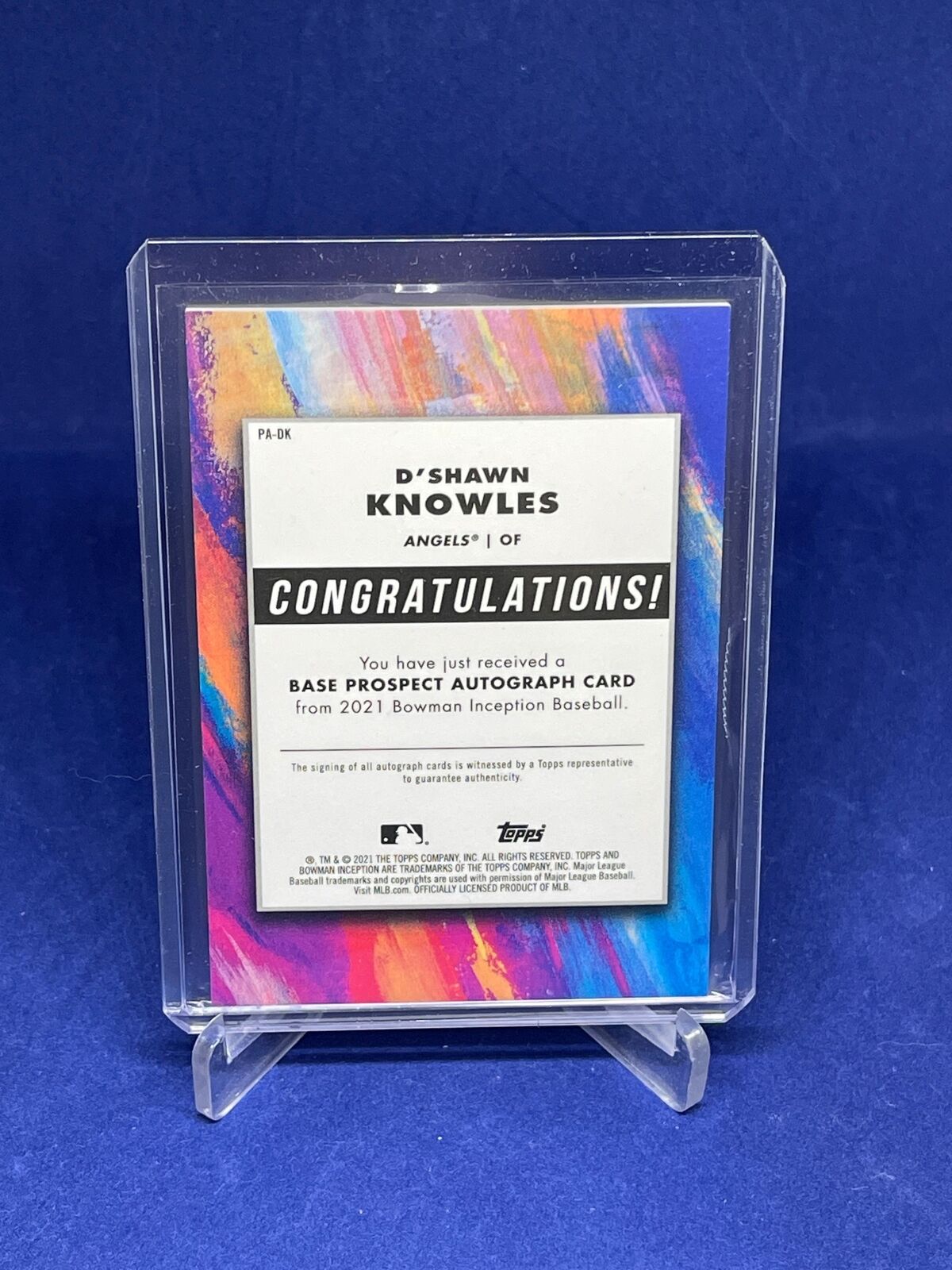 D'SHAWN KNOWLES 2021 BOWMAN INCEPTION ON CARD AUTO PROSPECT #D 158/600