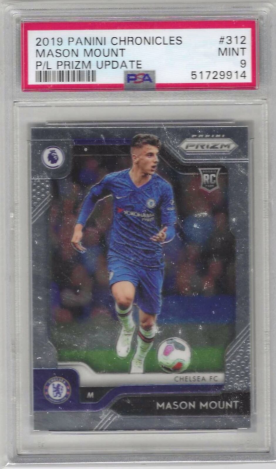 MASON MOUNT 2019-20 PANINI CHRONICLES EPL PRIZM UPDATE RC PSA 9 MINT
