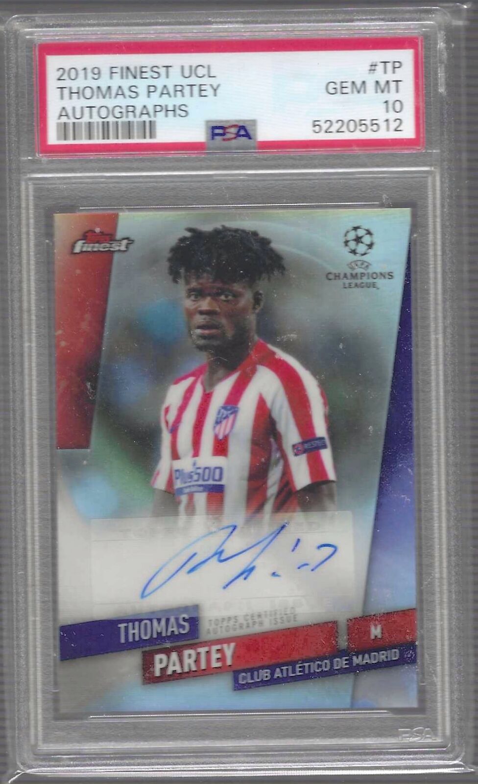 THOMAS PARTEY 2019-20 TOPPS FINEST UCL REFRACTOR AUTO PSA 10 GEM MINT