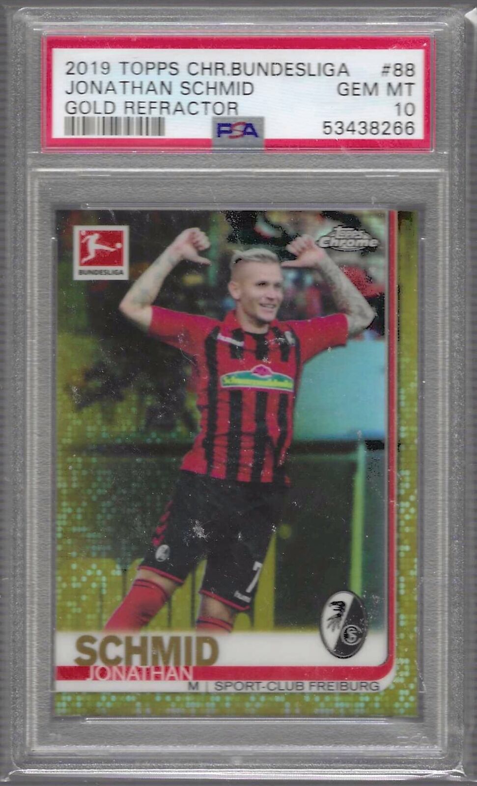 JONATHAN SCHMID 2019-20 TOPPS CHROME BUNDESLIGA GOLD REFRACTOR /50 PSA 10 POP 2