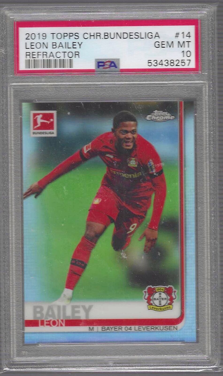 LEON BAILEY 2019-20 TOPPS CHROME BUNDESLIGA REFRACTOR RC PSA 10 GEM MINT POP 4