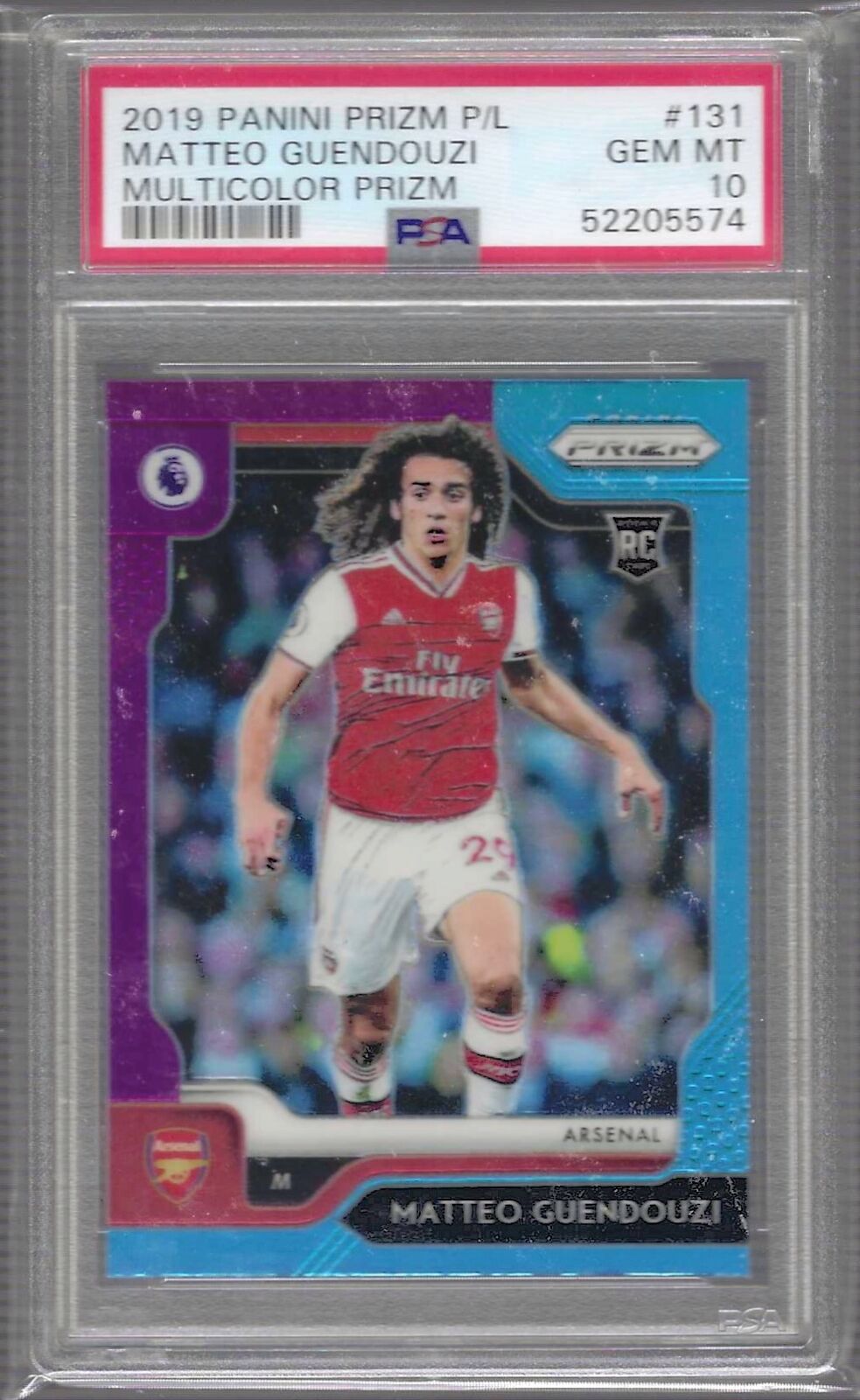 MATTEO GUENDOUZI 2019-20 PANINI PRIZM EPL MULTICOLOR PRIZM RC PSA 10 GEM POP 4