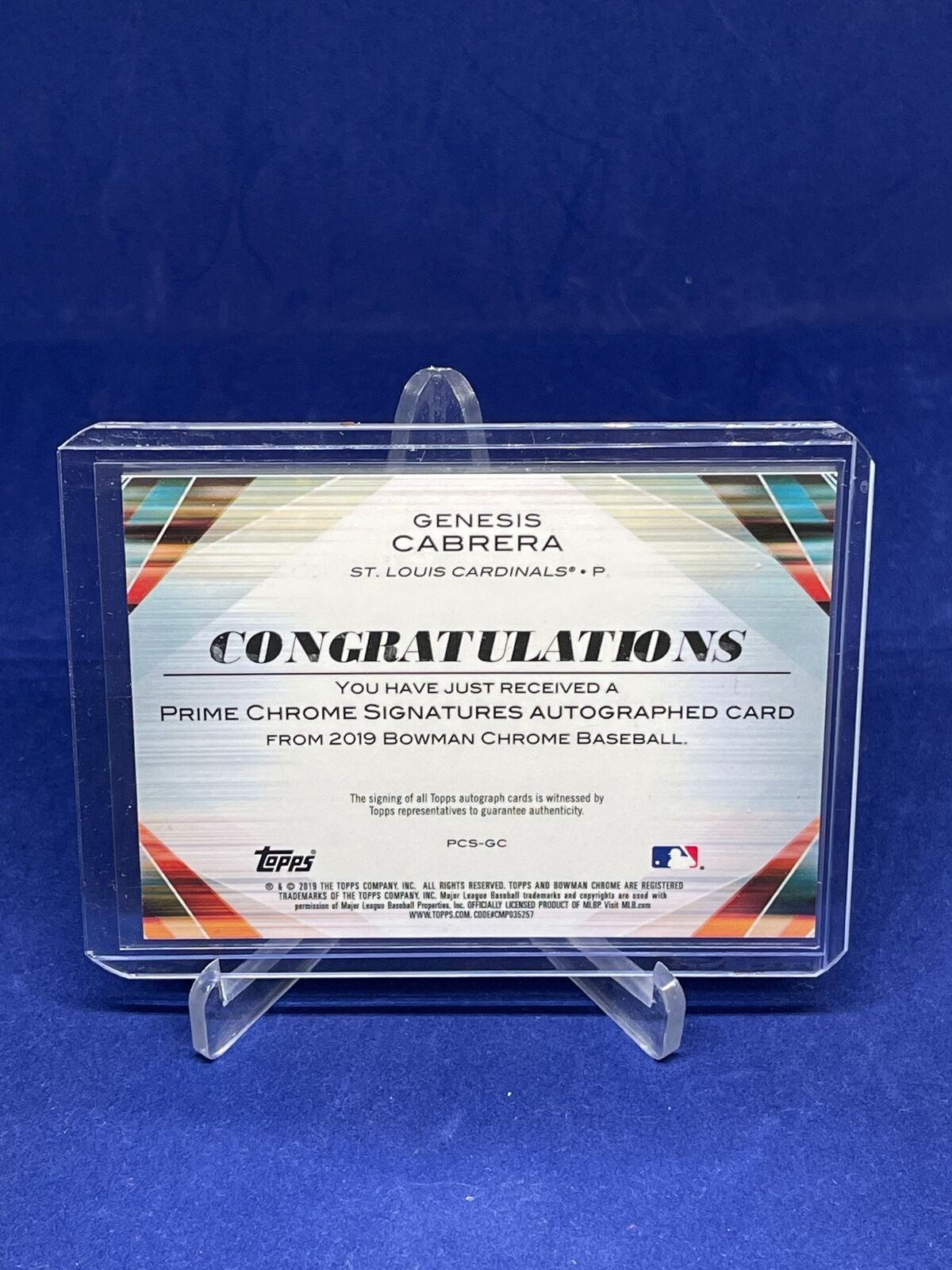 GENESIS CABRERA 2019 BOWMAN CHROME PRIME "CABBY" NICKNAME INSCRIPTION AUTO /50