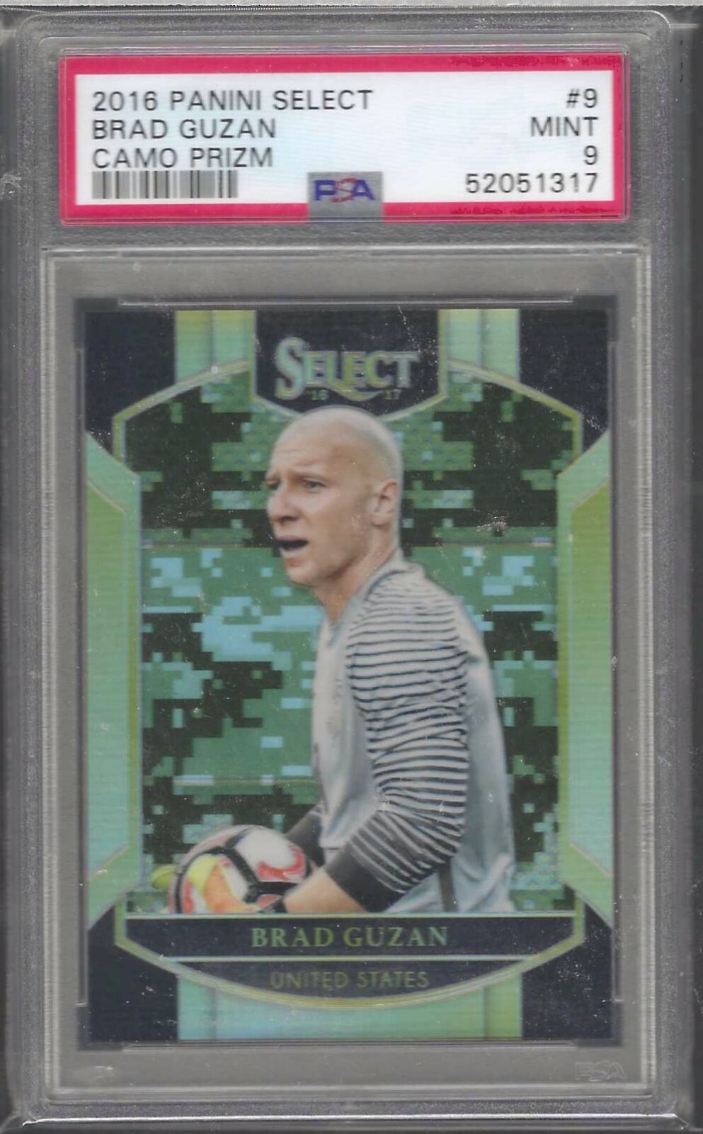 BRAD GUZAN 2016-17 PANINI SELECT CAMO PRIZM /20 PSA 9 MINT POP 1/1