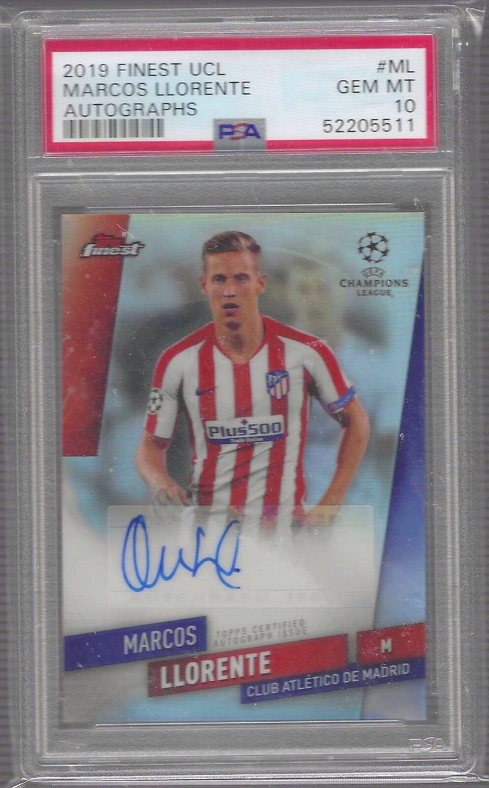 MARCOS LLORENTE 2019-20 TOPPS CHROME BUNDESLIGA REFRACTOR AUTO PSA 10 GEM POP 7
