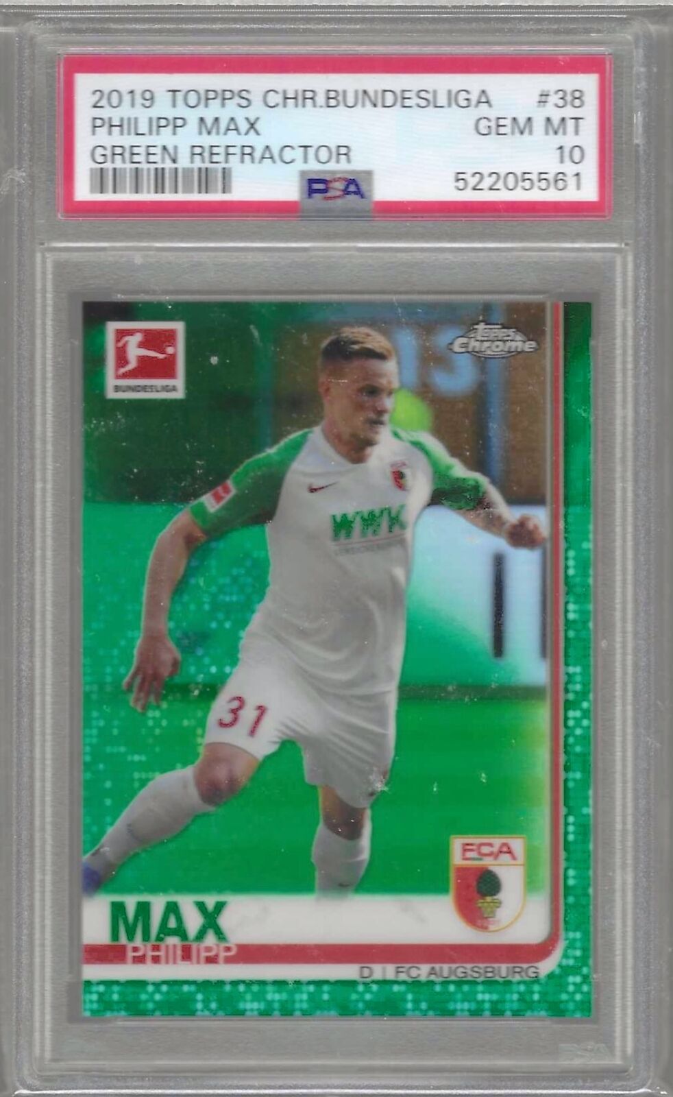 PHILIPP MAX 2019-20 TOPPS CHROME BUNDESLIGA GREEN REFRACTOR /99 PSA 10 POP 1/1