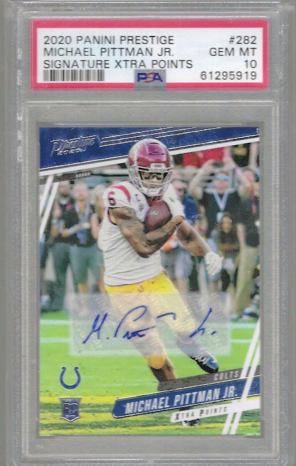 MICHAEL PITTMAN JR 2020 PANINI PRESTIGE XTRA POINTS AUTO RC PSA 10 GEM POP 1/1