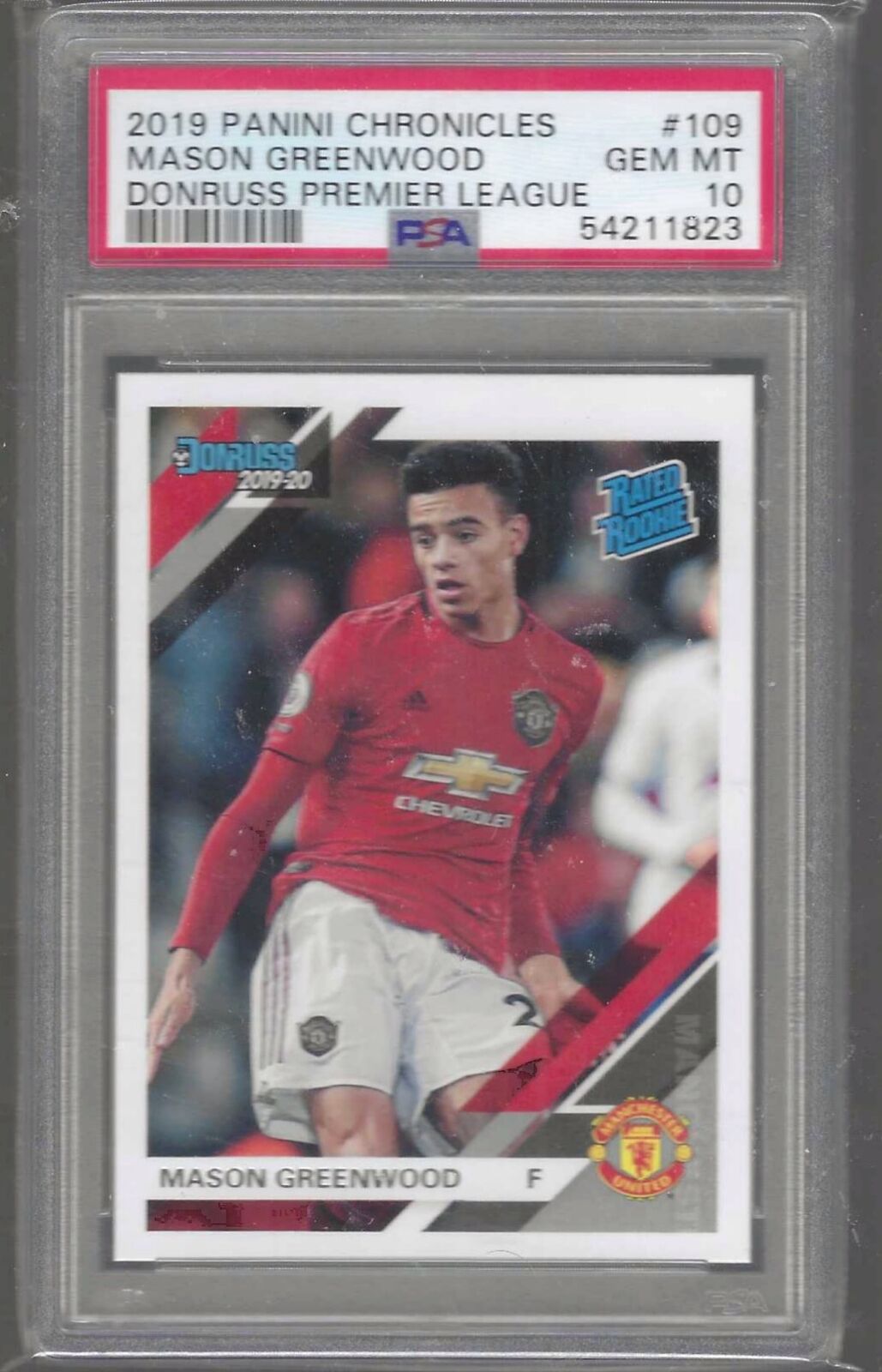 MASON GREENWOOD 2019-20 PANINI CHRONICLES DONRUSS EPL RC PSA 10 GEM MINT