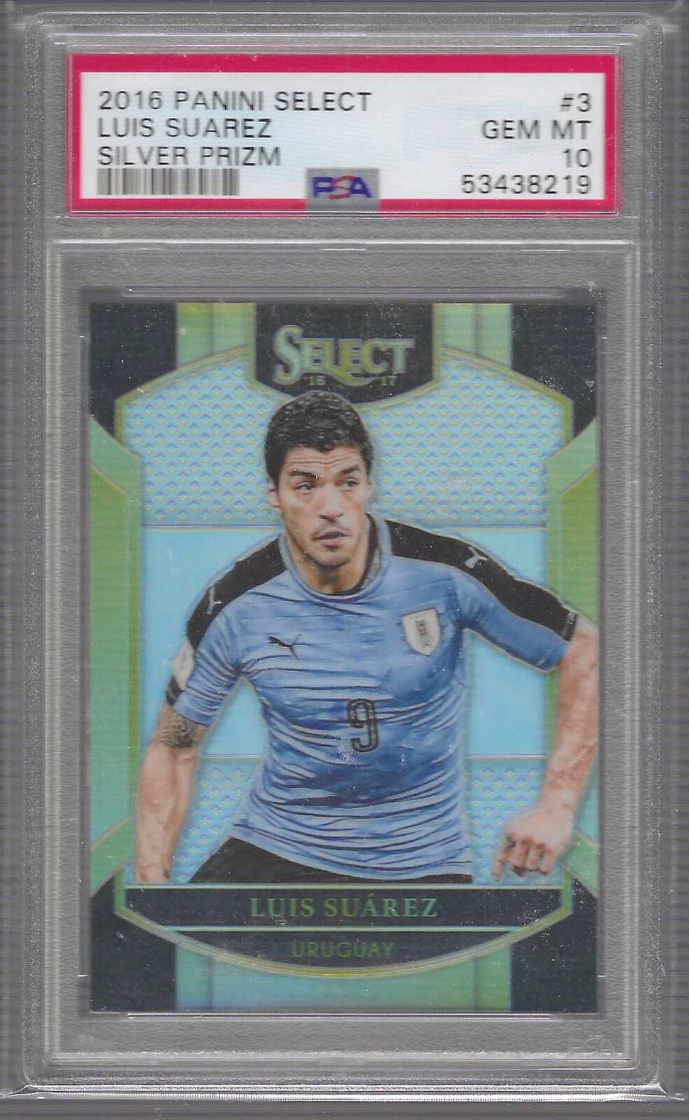 LUIS SUAREZ 2016-17 PANINI SELECT SILVER PRIZM PSA 10 GEM MINT POP 7