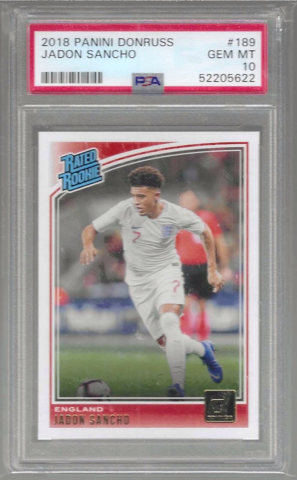 JADON SANCHO 2018-19 PANINI DONRUSS RATED ROOKIE RC PSA 10 GEM MINT