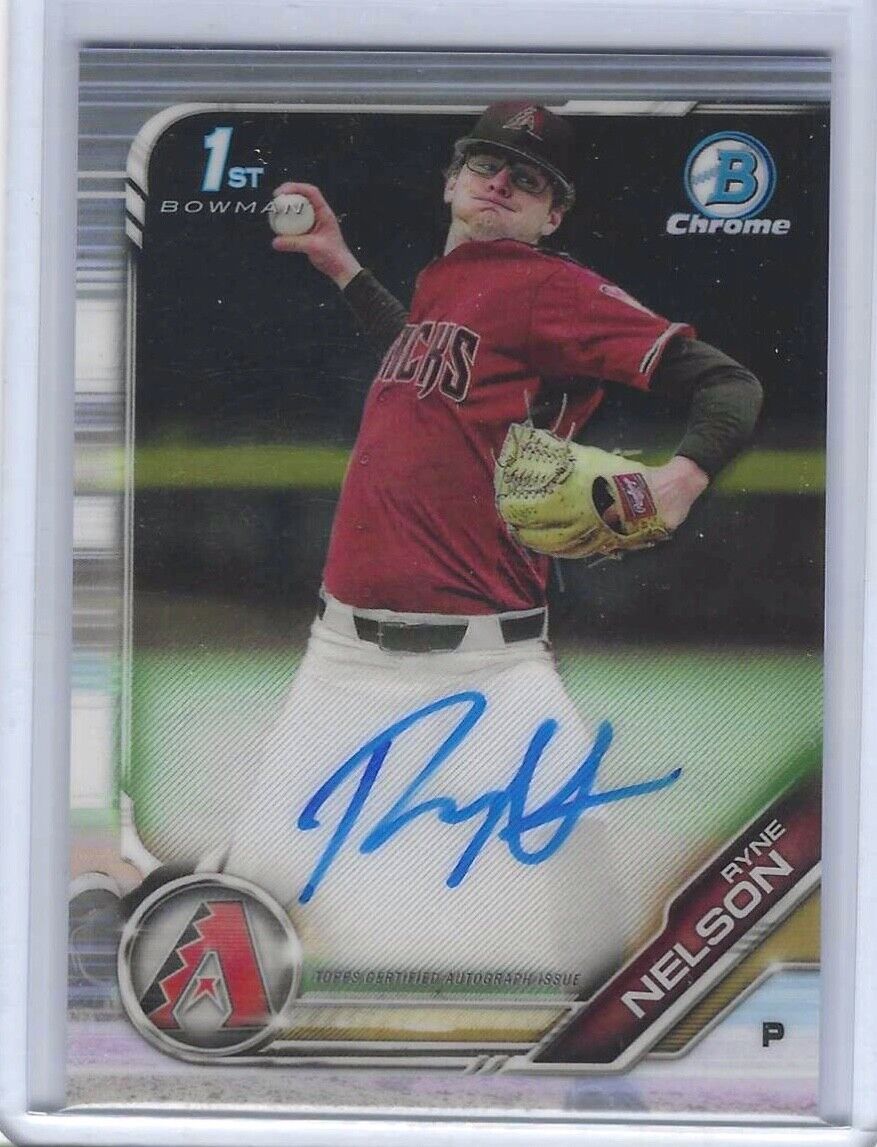 RYNE NELSON 2019 BOWMAN CHROME 1ST PROSPECT ON CARD AUTO #CDA-RN